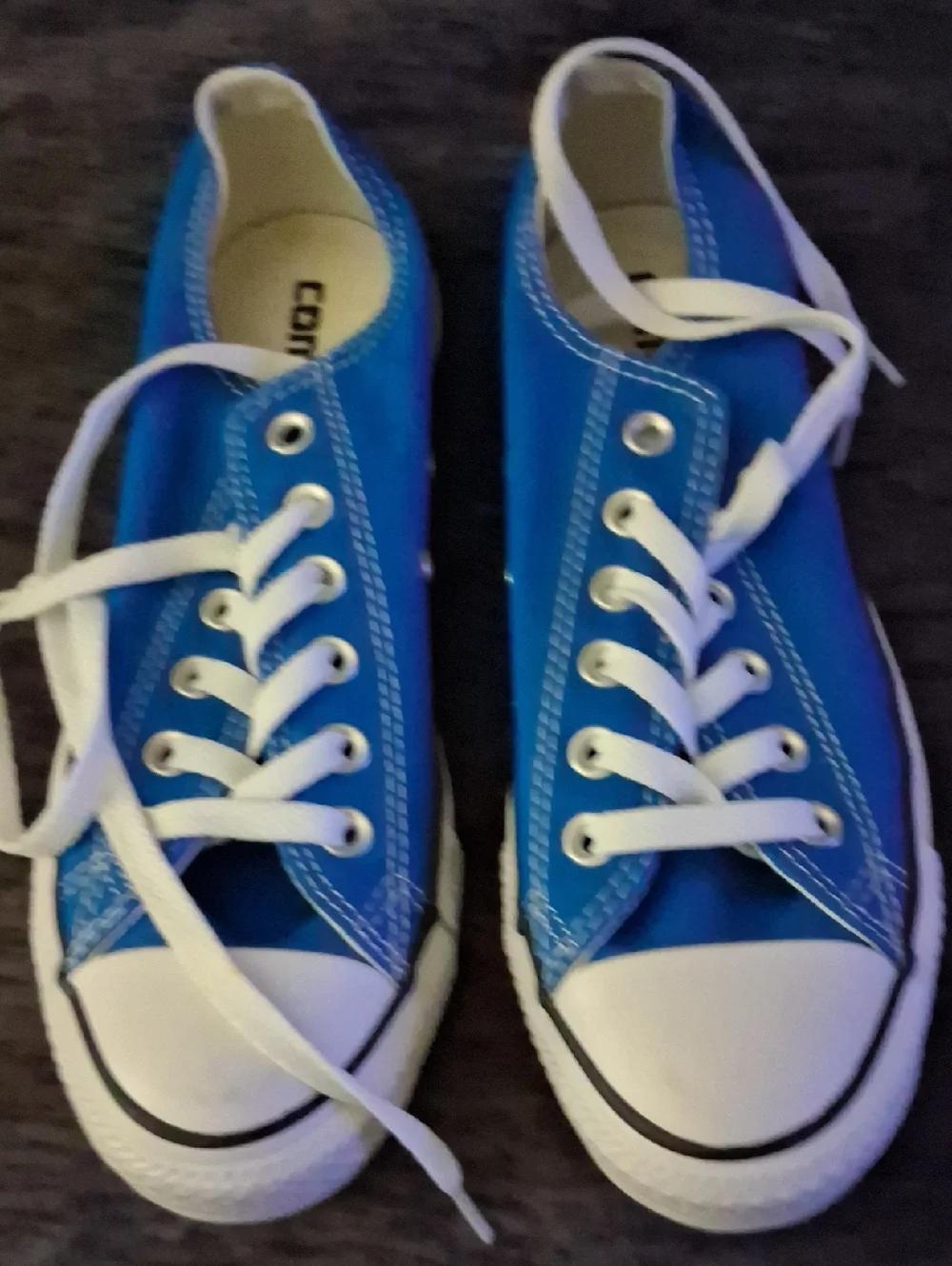 Blue Low-Top Canvas Sneakers with White Laces - Picture 1 of 5